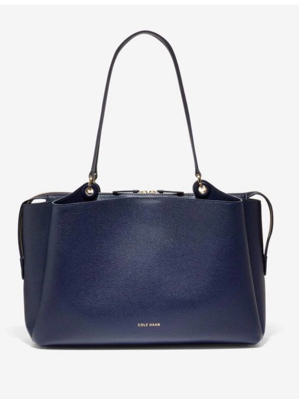 Cole Haan Navy Pebbled Leather Shoulder Tote